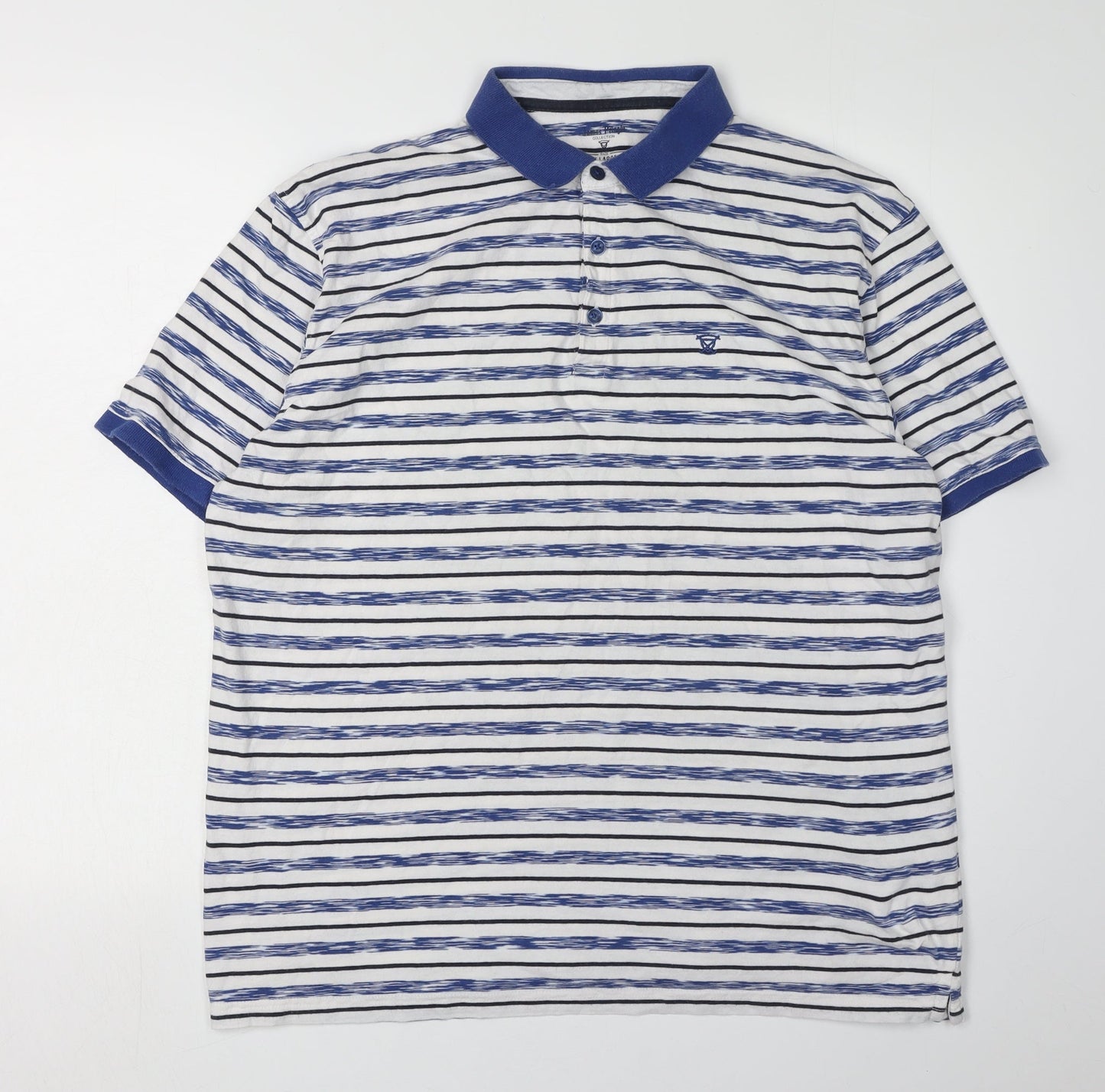 James Pringle Men's White Striped Polo Shirt XL