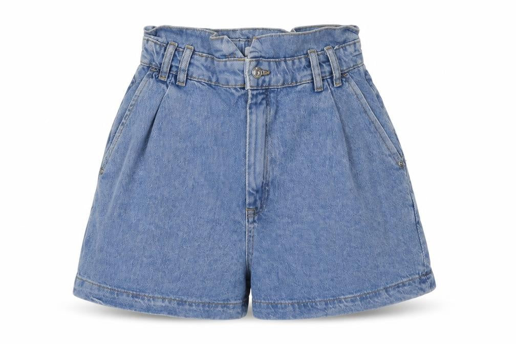 Zara Women's Blue Denim Paperbag Shorts, Size 2