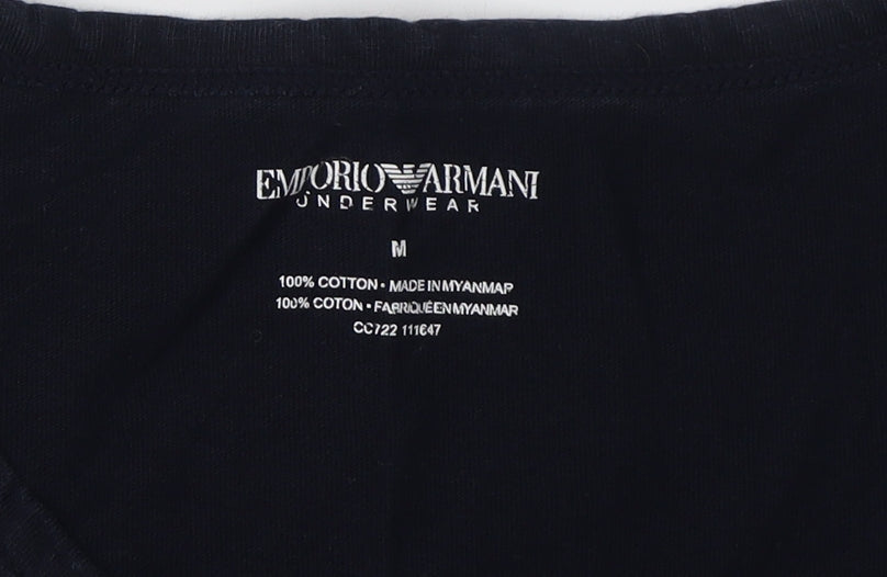 Emporio Armani Men's Black T-Shirt M Logo Crew Neck
