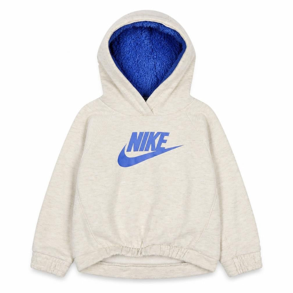 Front view of Nike boys’ beige hoodie pullover fleece lined, size 2, years