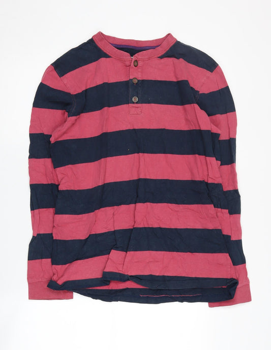 Boden Men's Henley Striped T-Shirt, M, Multicoloured