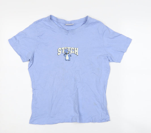 Disney Women's Blue Stitch T-Shirt, Size 12, Casual