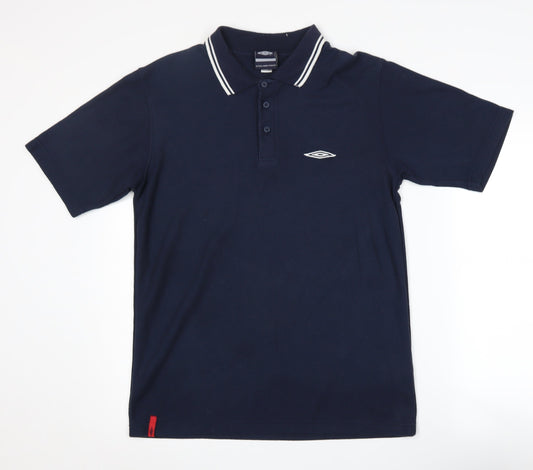Umbro Men's Blue Short Sleeve Polo Shirt M