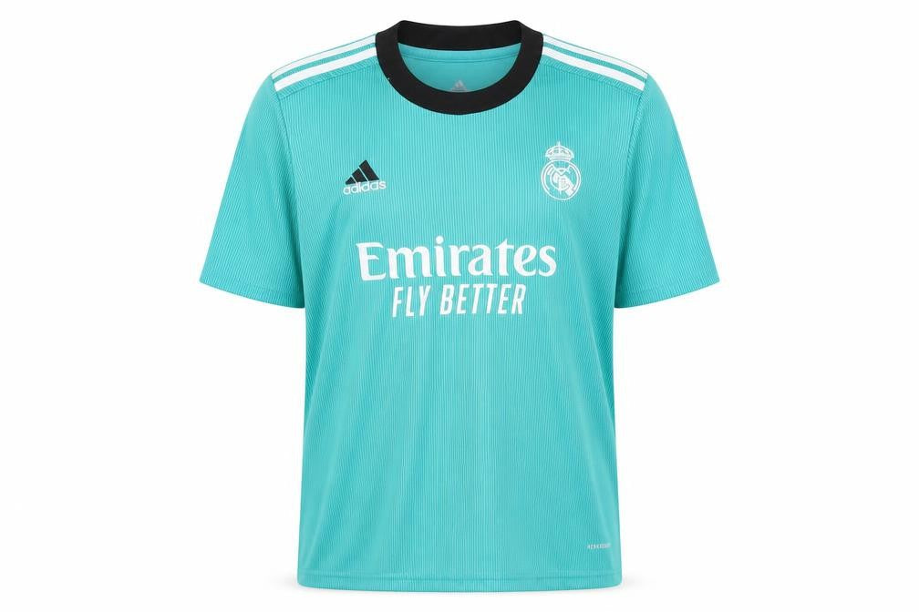 Front view of Adidas boys’ green football jersey, size 26, lightweight