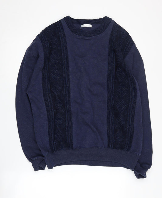 Marks and Spencer Men's Blue Knit Pullover Sweatshirt M