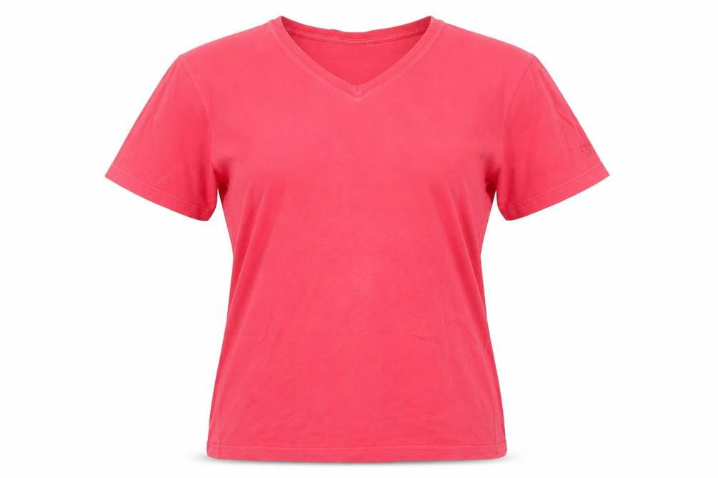 Cotton Womens Traders Red V-Neck T-Shirt M