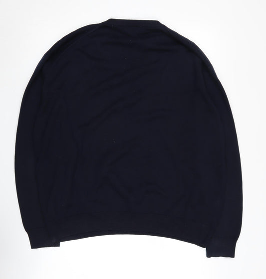 Lacoste Men's Black V-Neck Wool Pullover Jumper Size L