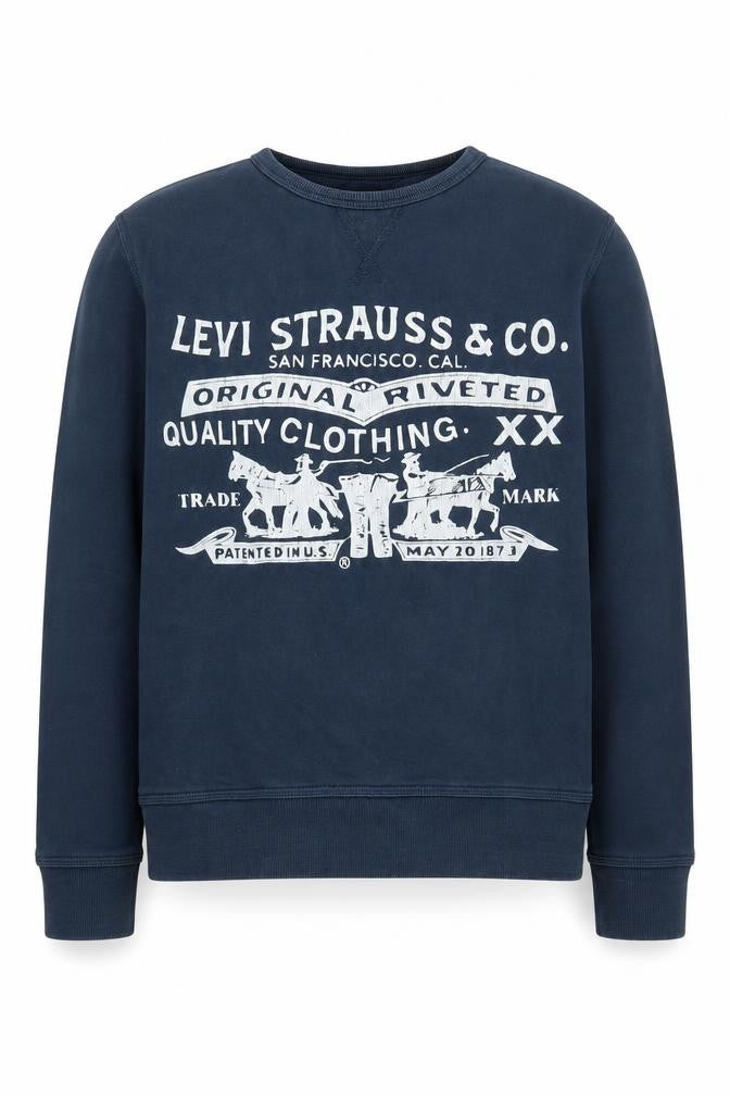 Front view of Levi's boys’ blue cotton sweatshirt 14 years graphic pullover