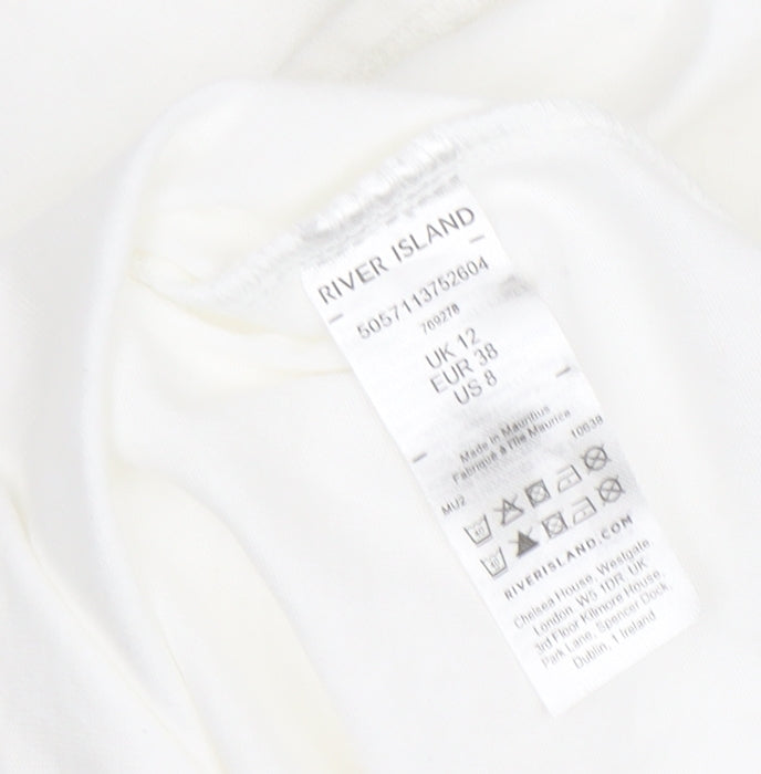 River Island Women’s White Dress Size 12 Cotton Casual