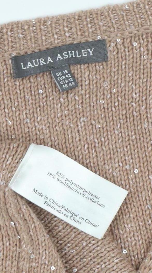 Laura Ashley Women's Beige Pullover Jumper, Size 16