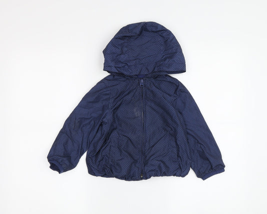 Gap Girls Blue Polka Dot Hooded Rain Coat 3 Years
