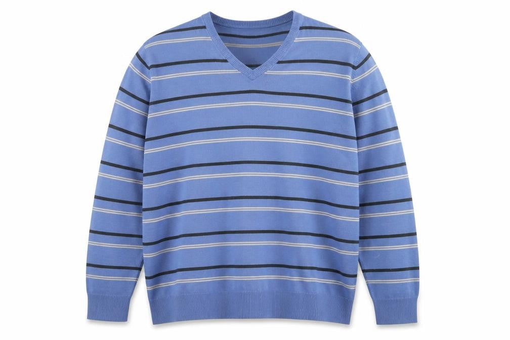 Marks and Spencer Men's Blue Striped Pullover Jumper - L