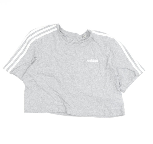Adidas Women's Grey Cropped T-Shirt, L, Casual Style