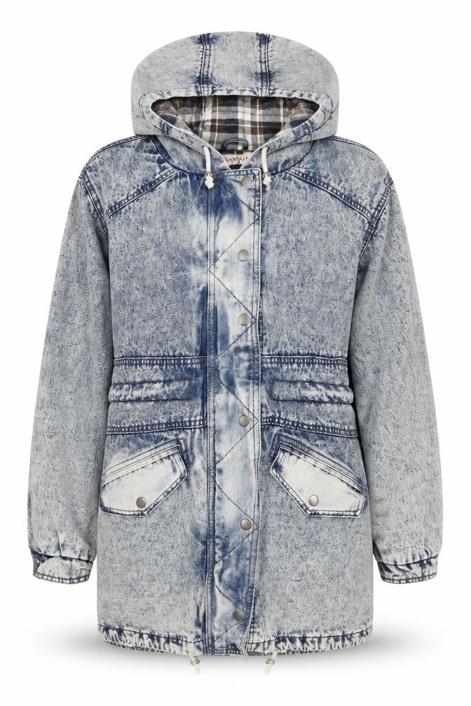 Naanaa Women's Blue Denim Hooded Anorak Jacket Size M
