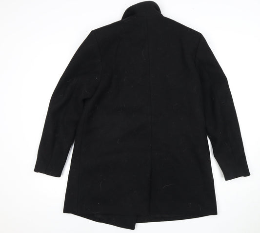 H&M Men’s Black Overcoat S - Lined, Button Closur