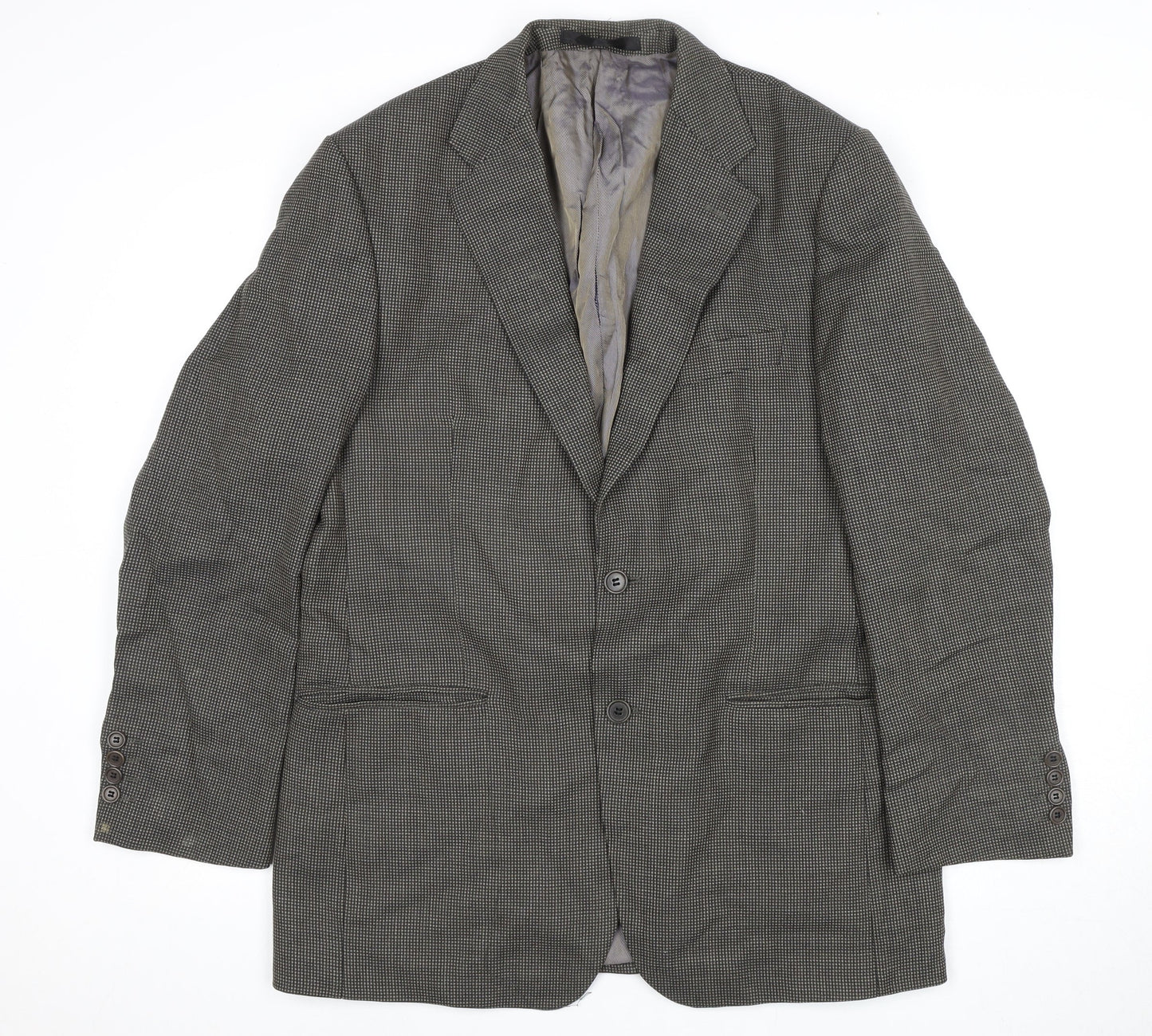 Impressions Men's Grey Check Blazer 42 Regular Wool Classic