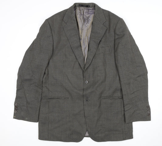 Impressions Men's Grey Check Blazer 42 Regular Wool Classic