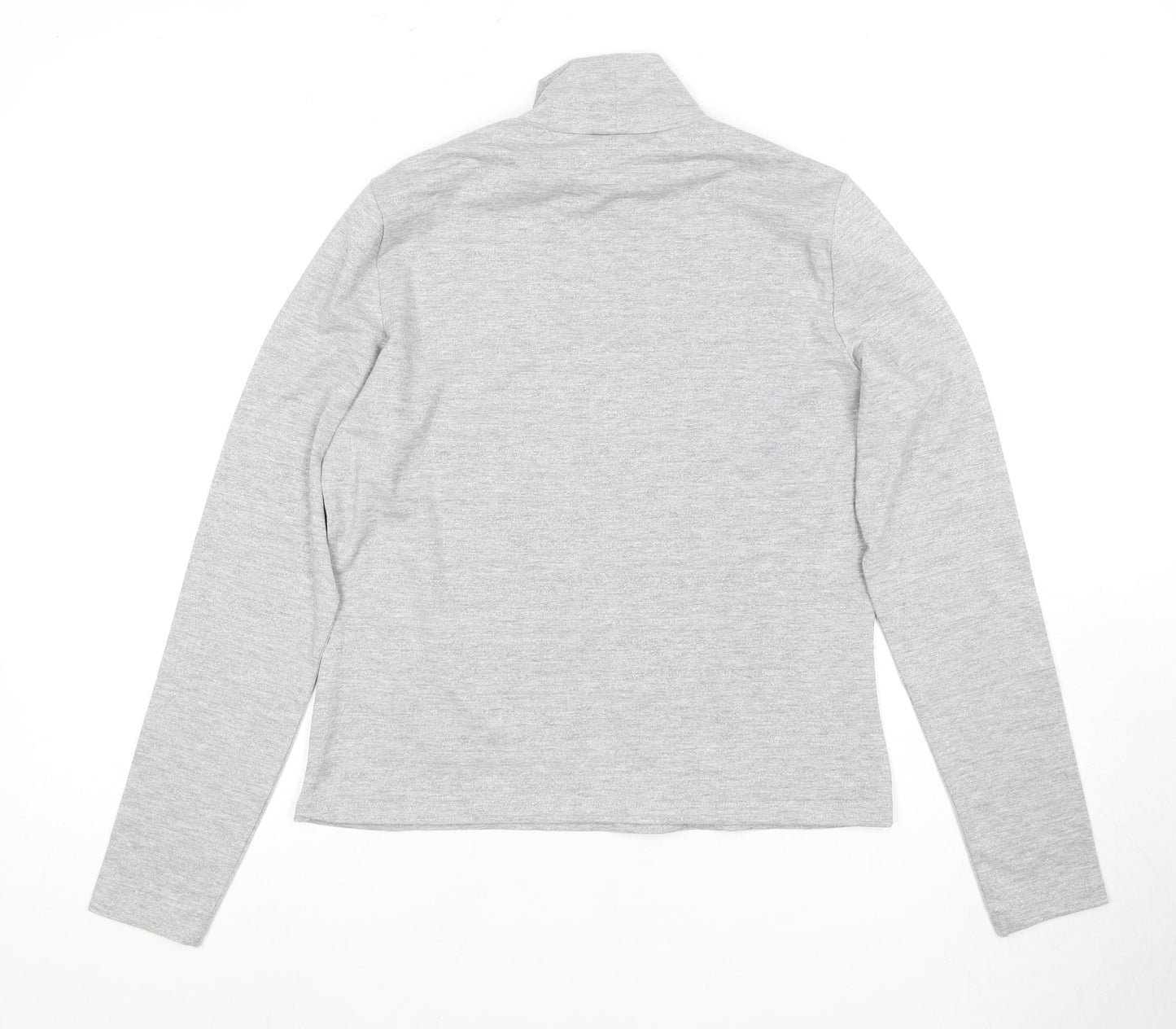Monki Women Grey High Neck Long Sleeve Top Size M