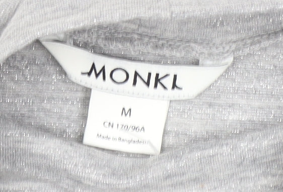 Monki Women Grey High Neck Long Sleeve Top Size M