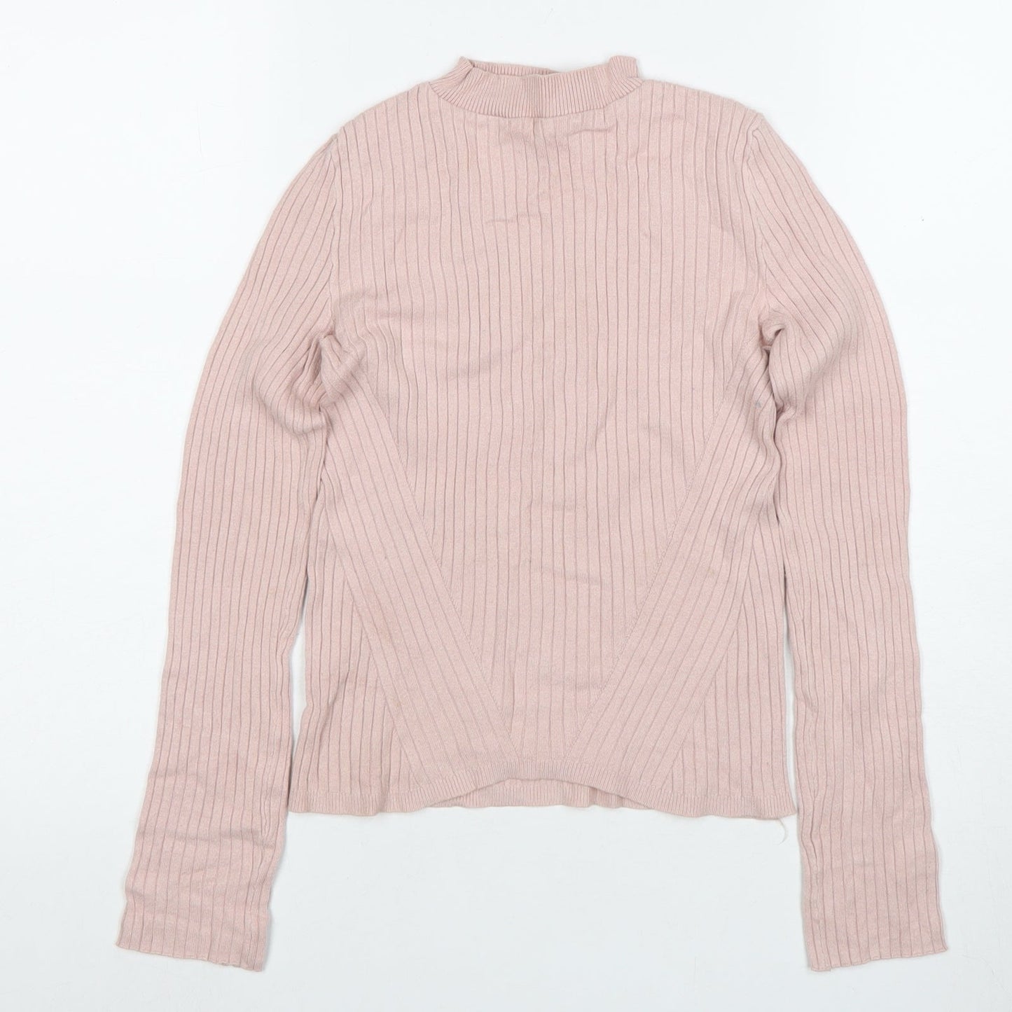Bershka Women's Pink Mock Neck S Jumper