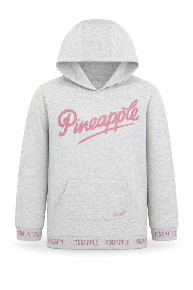 Front view of Pineapple girls’ grey hoodie, 12-13 years, dance print