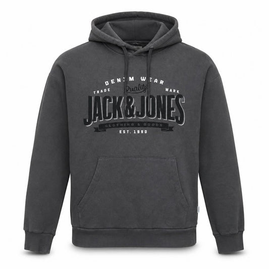 Mens UK M Regular JACK & JONES Black Pullover Hoodie