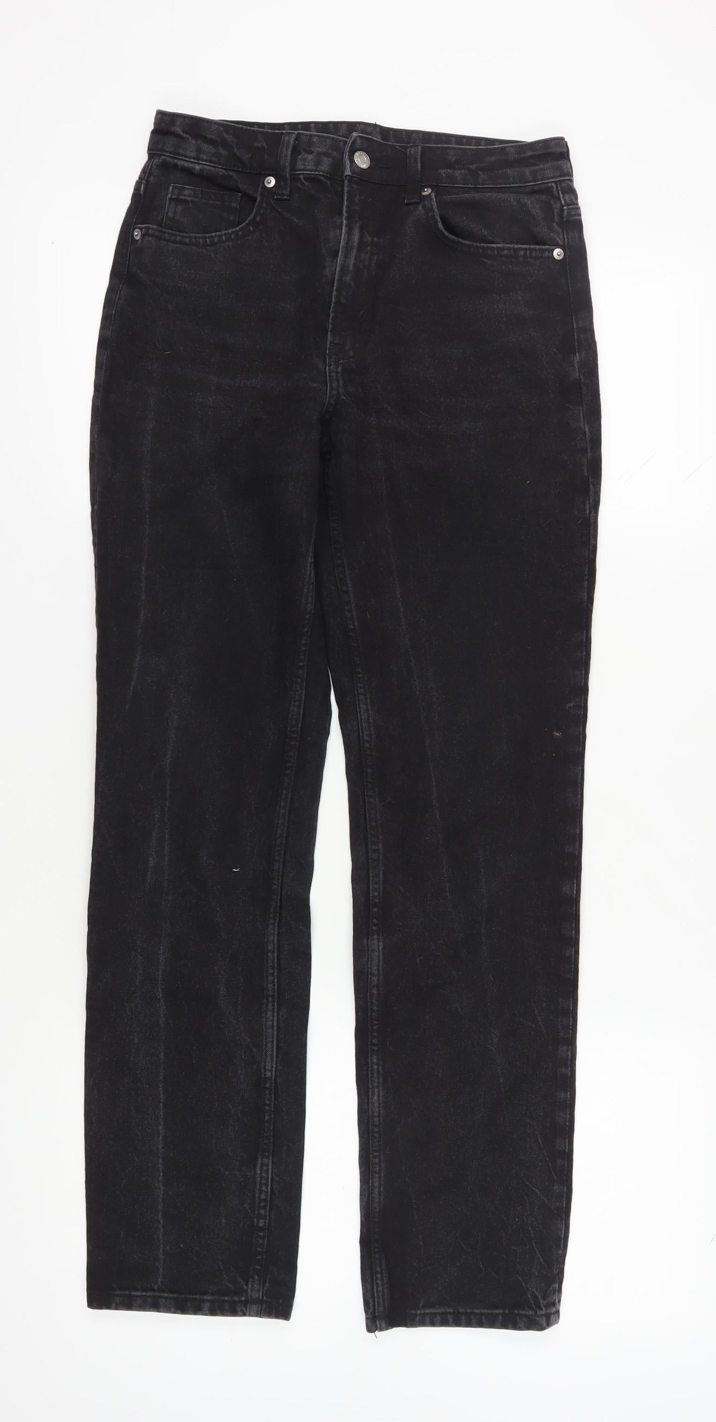H&M Women's Black High-Rise Straight Jeans, Size 10