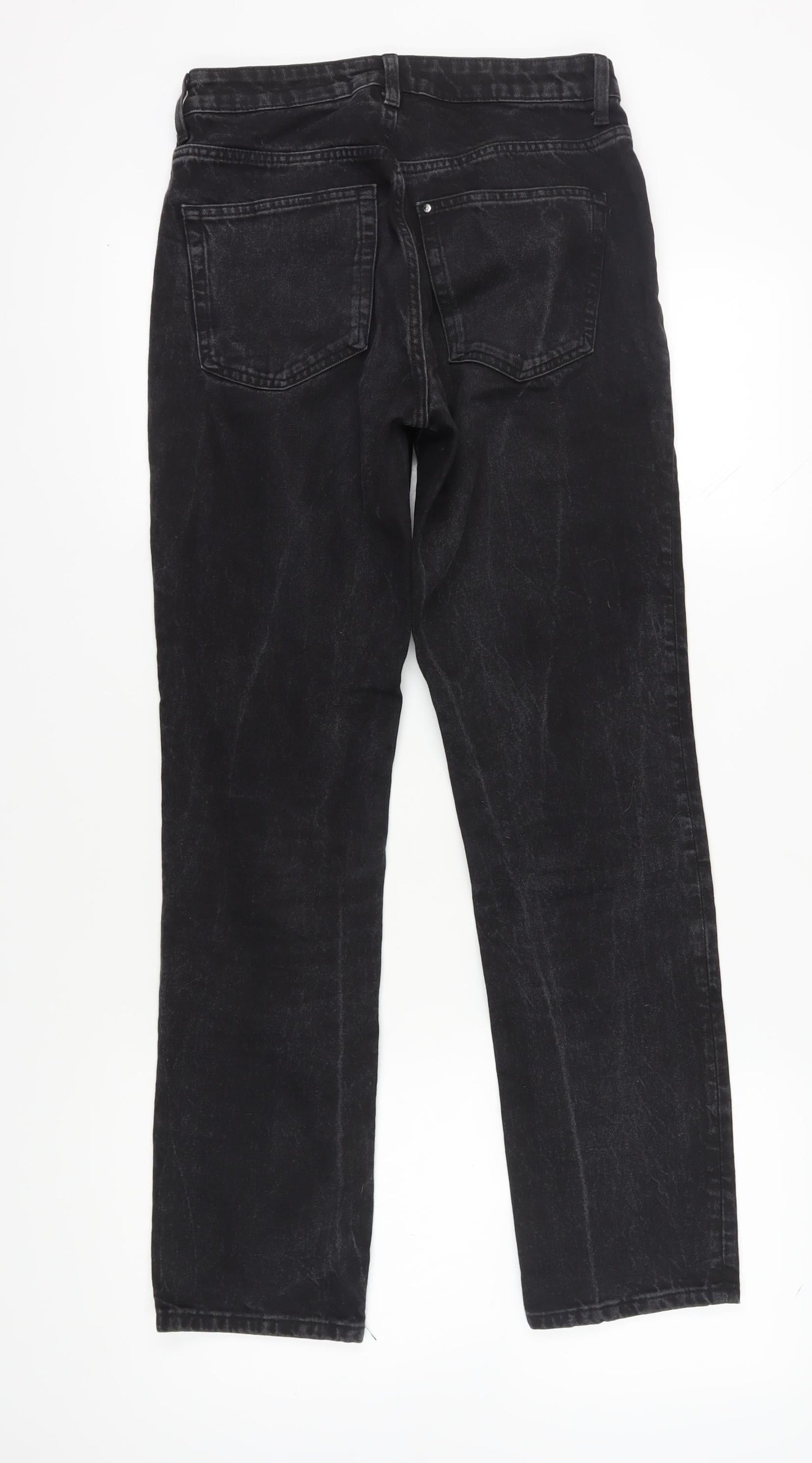 H&M Women's Black High-Rise Straight Jeans, Size 10