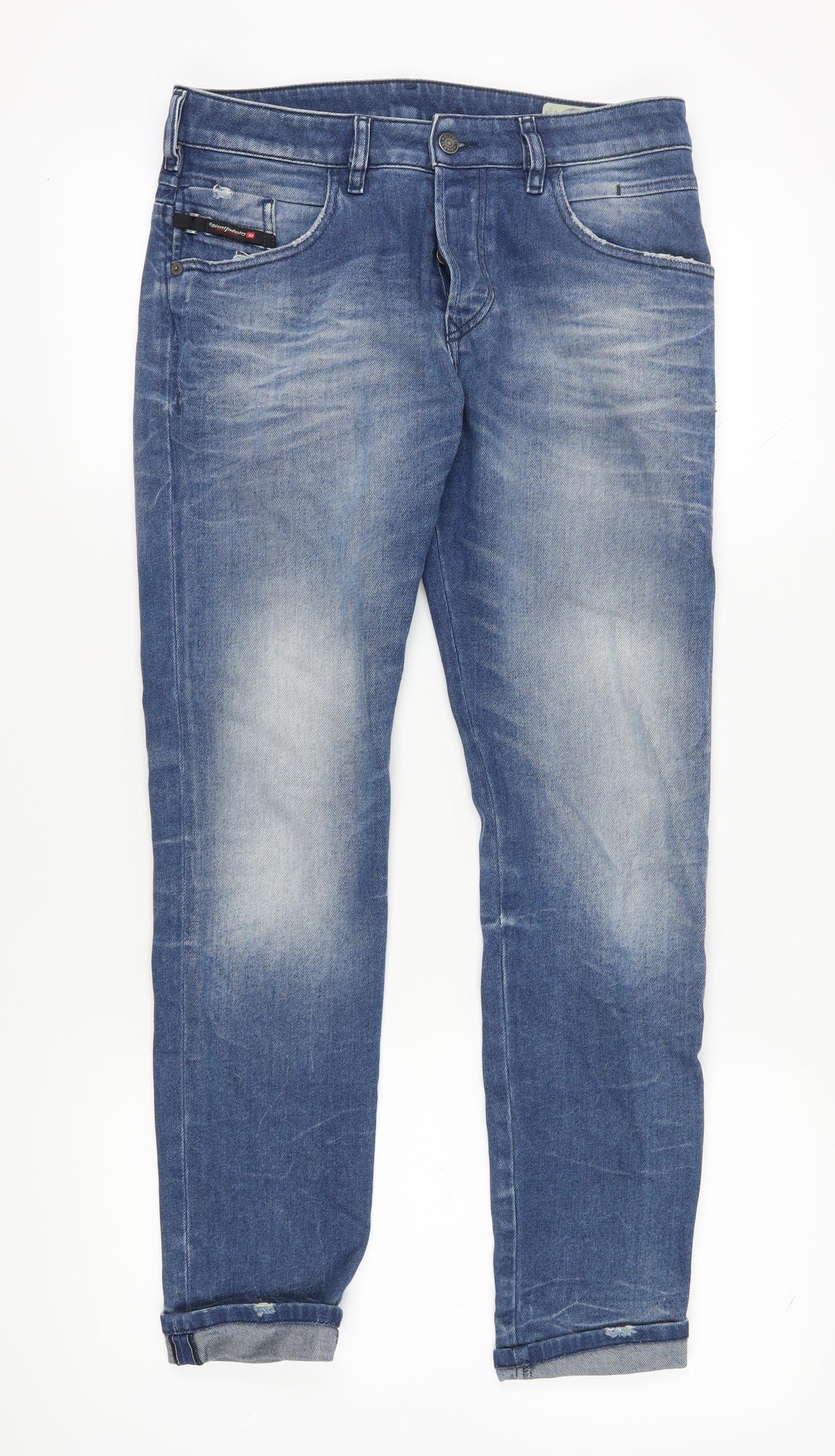 Diesel Men's Blue Tapered Jeans 30 Stretch Denim