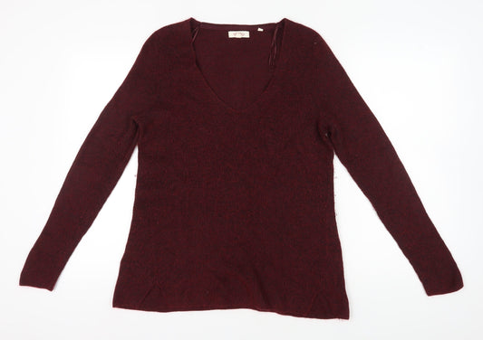 Fat Face Women's Red V-Neck Pullover Jumper - Size 10