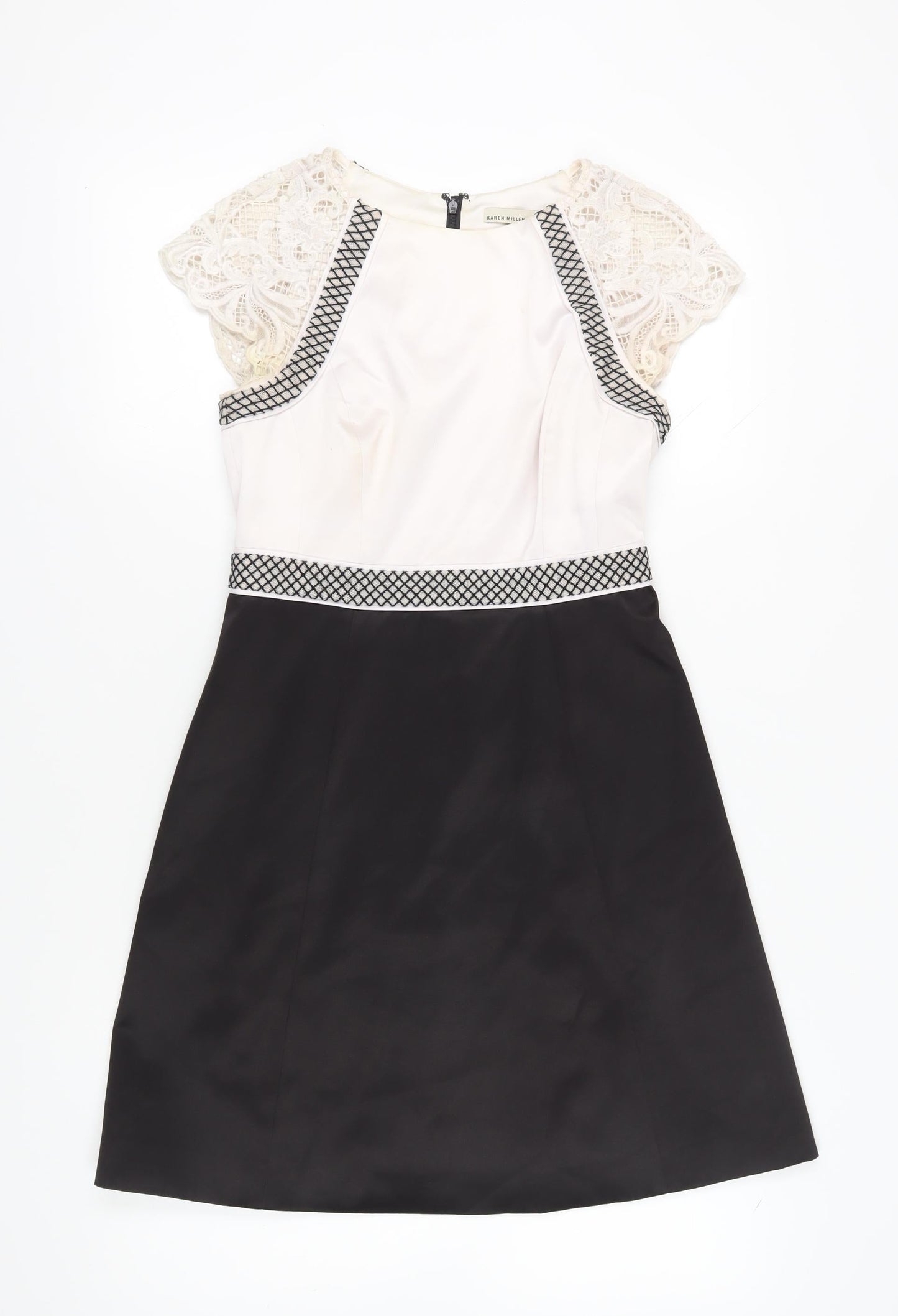 Karen Millen Women's Black Ivory A-Line Dress Size 12