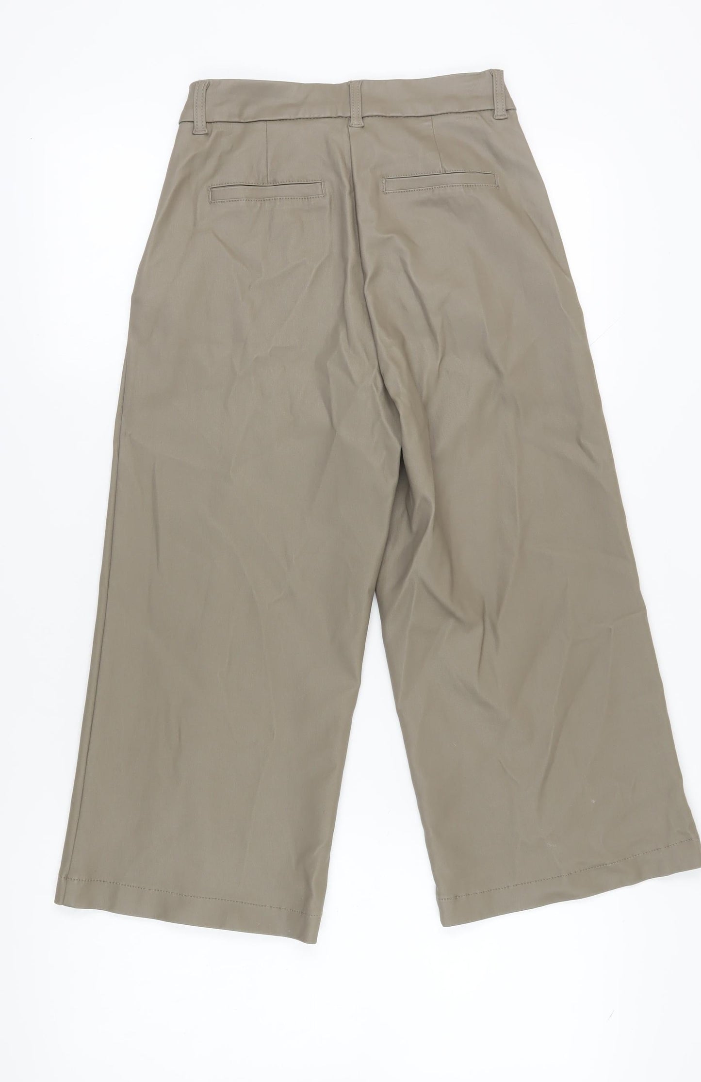 Next Women's Beige Cropped Wide-Leg Trousers Size 8L