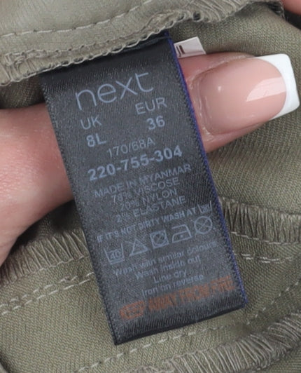 Next Women's Beige Cropped Wide-Leg Trousers Size 8L