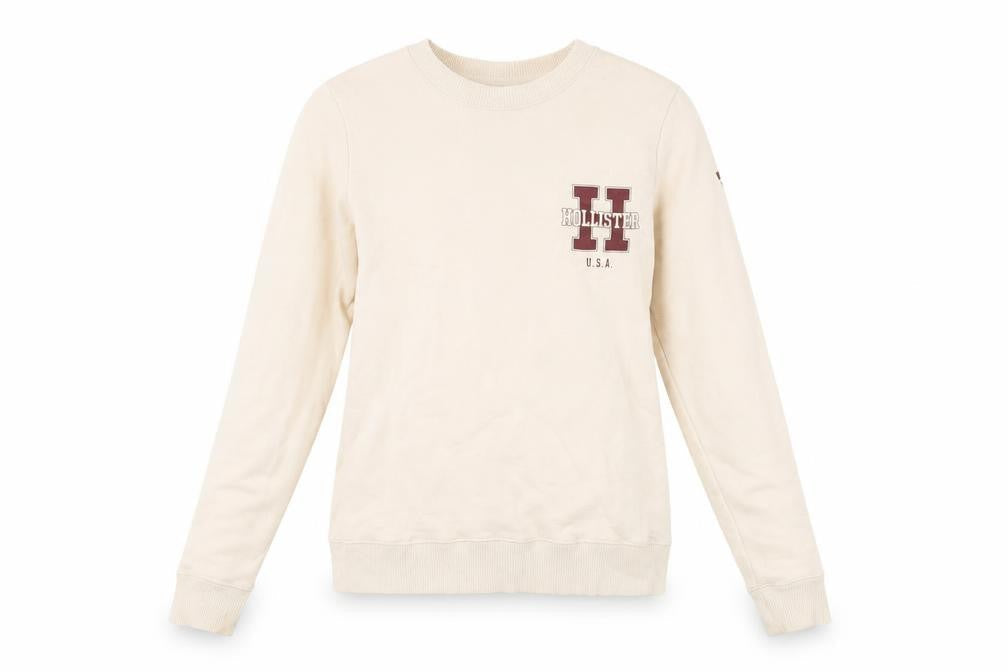 Womens UK XS Regular Hollister Beige Pullover Sweatshirt