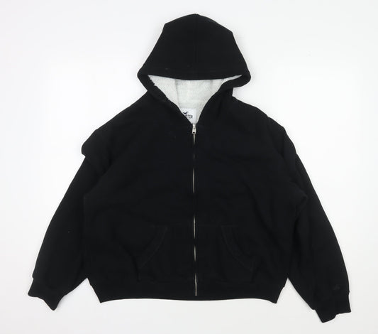 Hollister Women's Black Medium Full Zip Hoodie with Logo