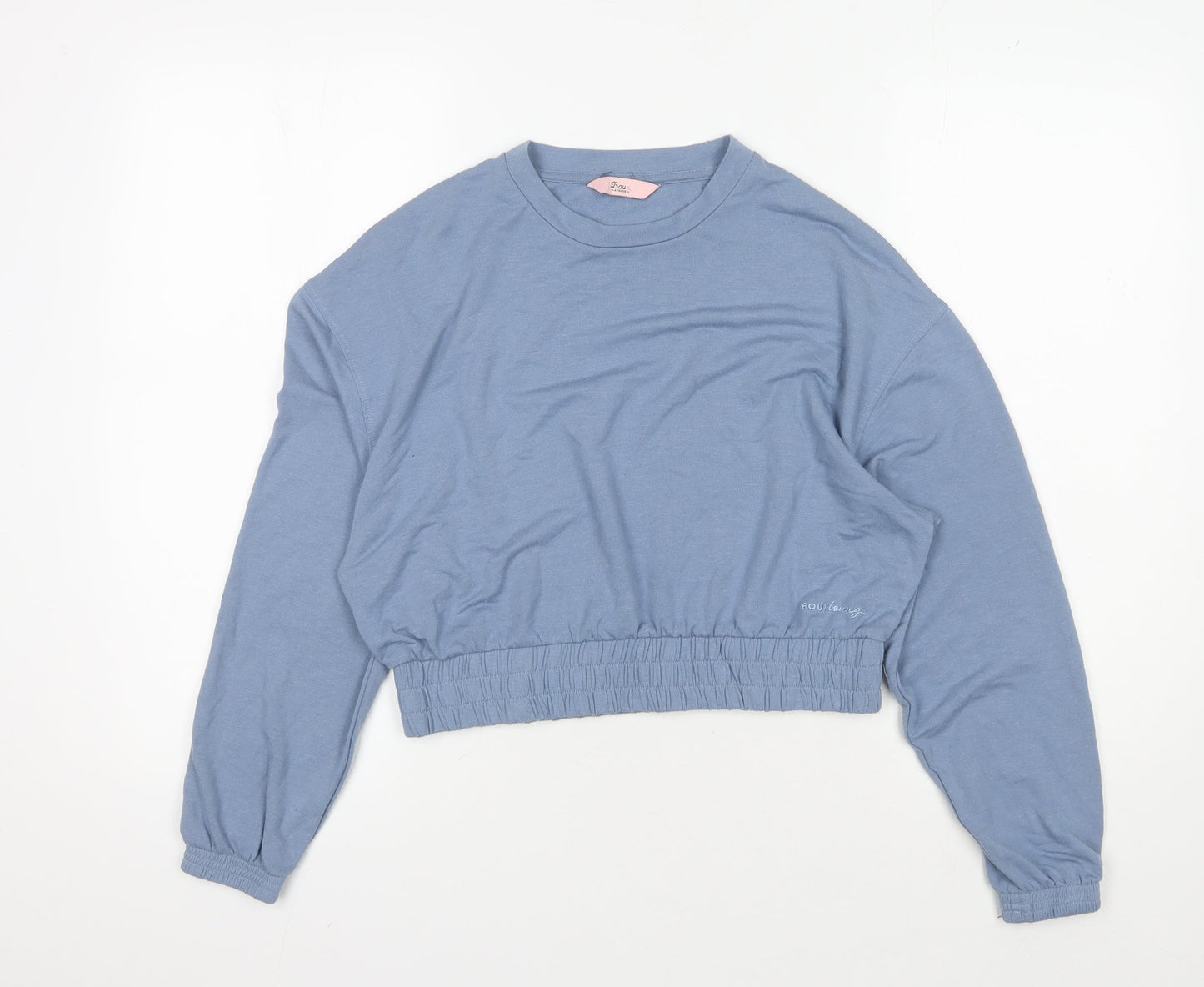Boux Avenue Women's Blue Crew Neck Cropped Jersey Top