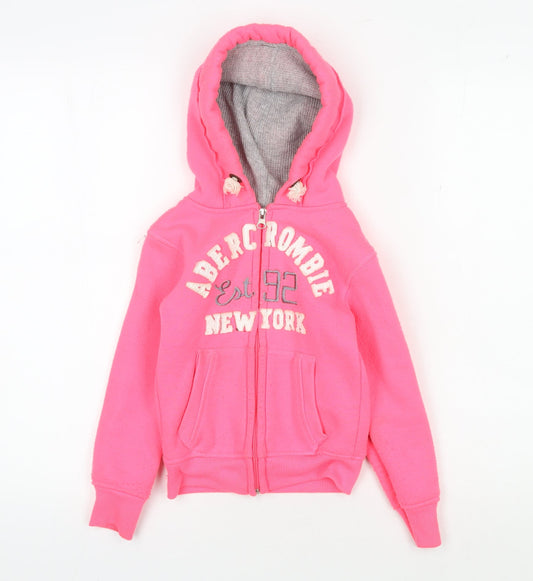 Abercrombie Girls Pink Hoodie 2 Years Full Zip Logo Fleece