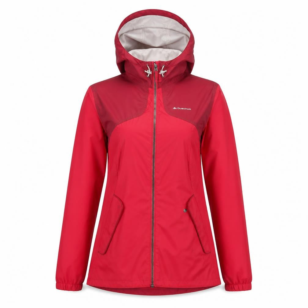 Decathlon Unisex Red Rain Coat M - Hooded, Lightweight
