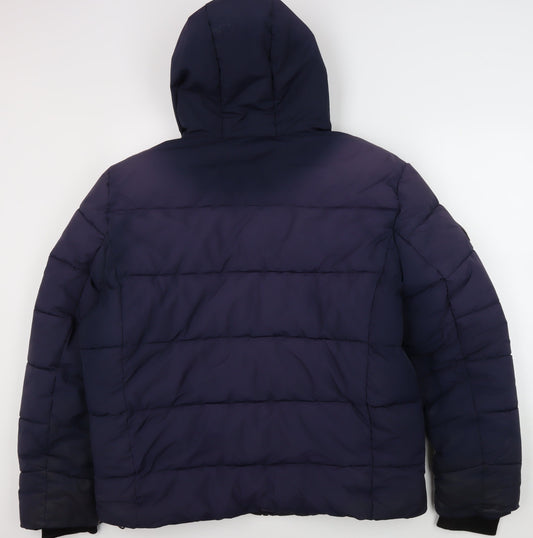 Superdry Men's Blue Hooded Puffer Jacket 3XL