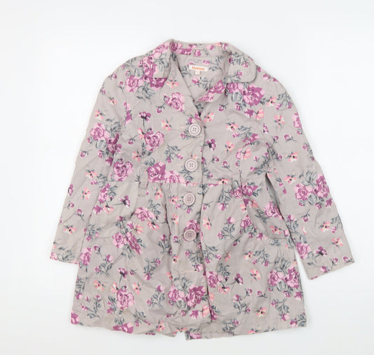 bluezoo Girls Multicoloured Floral Cotton Coat 4 Years