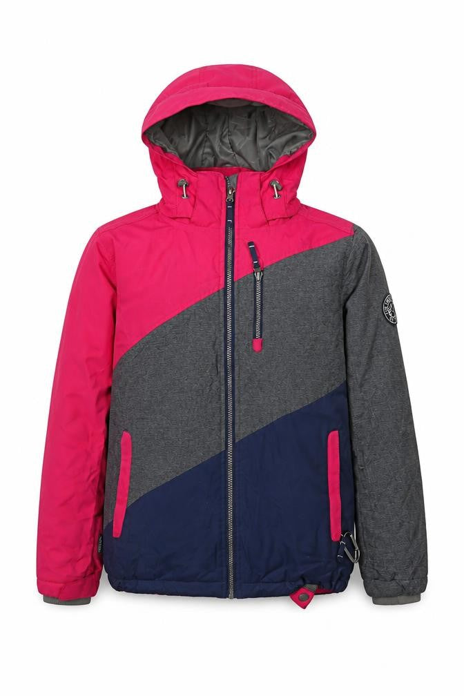 Front view of TOG24 girls’ pink puffer jacket 11-12 years hooded