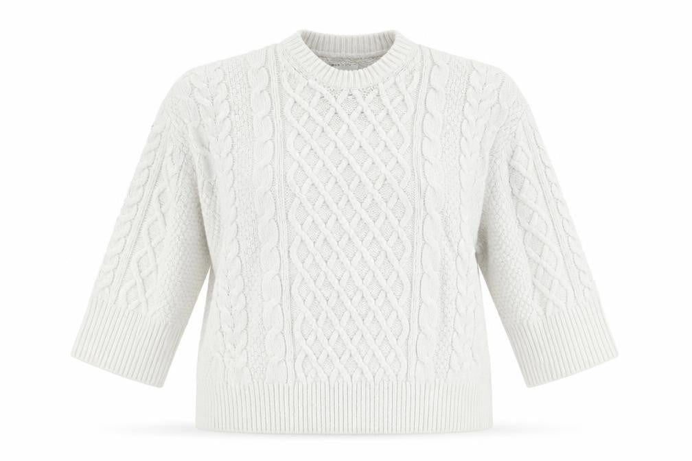 Front view of ASOS DESIGN Women's White Cable-Knit jumper