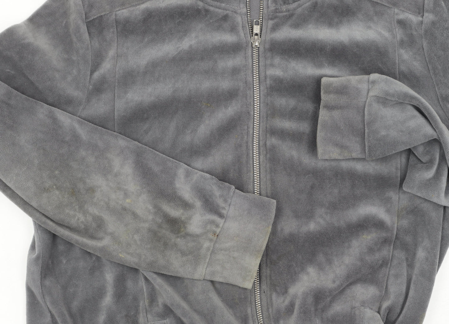 Cotton Traders Women's Grey Velour Jacket Size 14