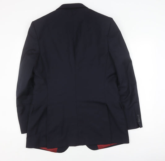 T.M. Lewin Men's Black Blazer 44L Wool Jacket