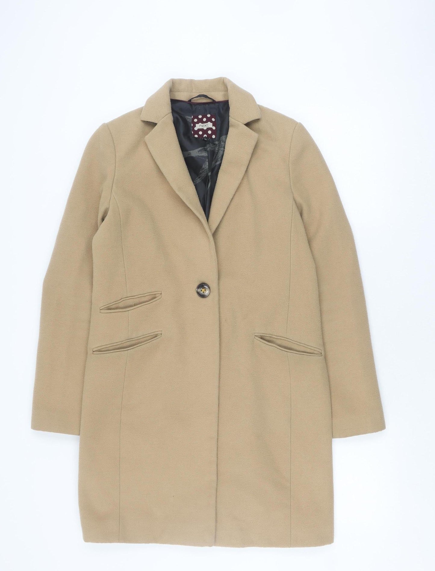 Next Women's Beige Wool Blazer, Size 10, Mid-Length