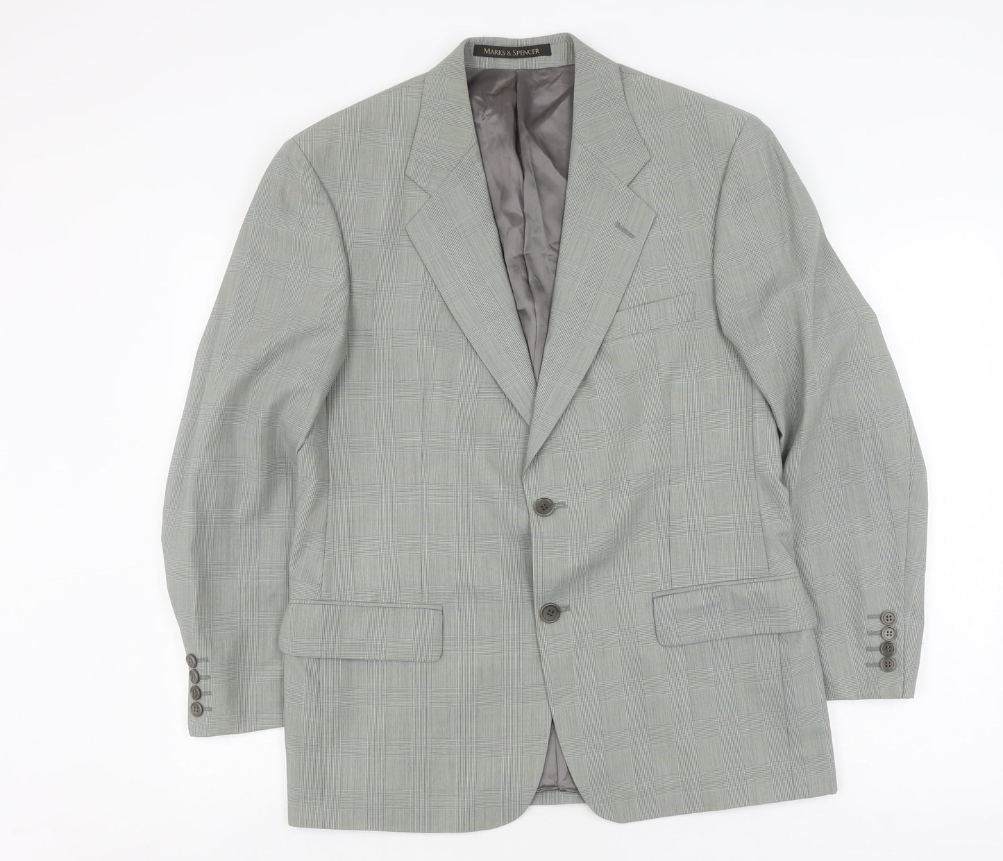 Marks and Spencer Men's Green 38 Blazer, Check Pattern