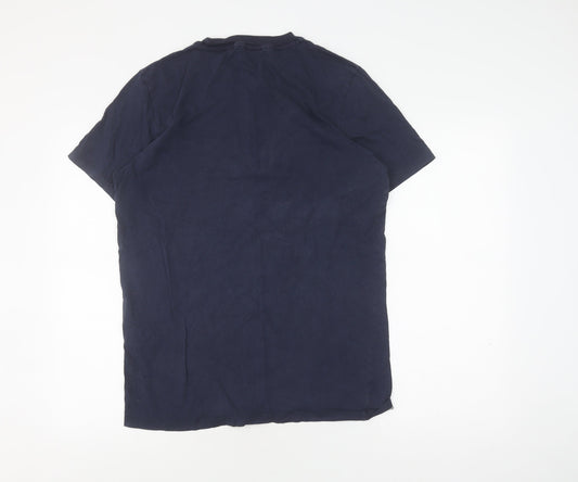 Jack & Jones Men's Blue Crew Neck T-Shirt, L, Cotton