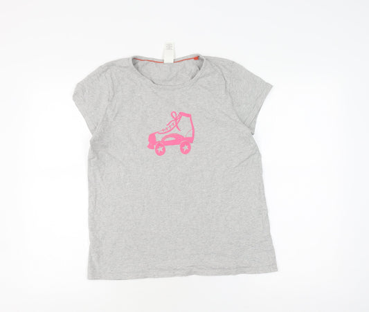 Boden Girls Grey T-Shirt, Size 16 Years, Short Sleeve, Logo Accent