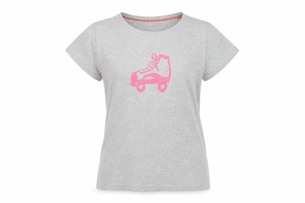 Front view of Boden girls’ grey t-shirt, size 16, years, short sleeve, logo accent