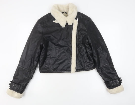 Hollister Womens Black Biker Jacket, M, Faux Leather